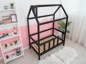 Montessori Bed Frame Bed with legs Black color (Model 2)