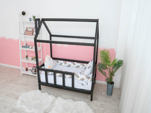 Montessori Bed Frame Bed with legs Black color (Model 2)