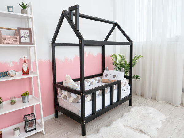 Montessori Bed Frame Bed with legs Black color (Model 2)