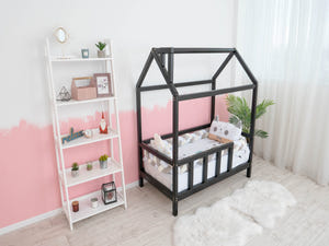 Montessori Bed Frame Bed with legs Black color (Model 2)