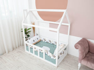 Montessori floor house bed with slats | 7 colors | 13 sizes (Model 2)