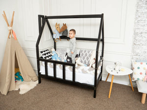 Montessori Toddler Bed with legs Black color (Model 1)