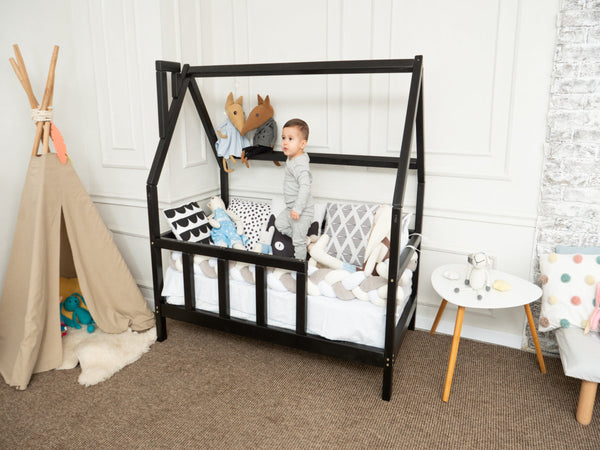 Montessori Toddler Bed with legs Black color (Model 1), фото 3