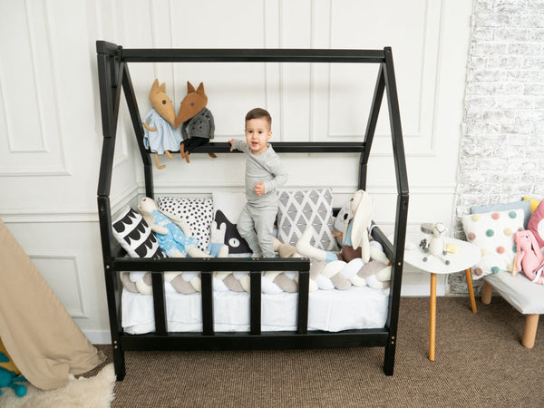 Montessori Toddler Bed with legs Black color (Model 1), фото 1