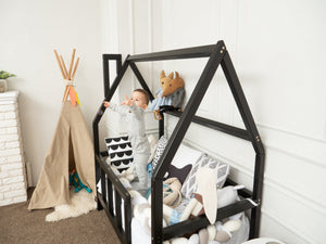 Montessori Toddler Bed with legs Black color (Model 1)