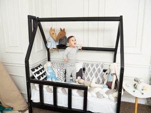 Montessori Toddler Bed with legs Black color (Model 1)