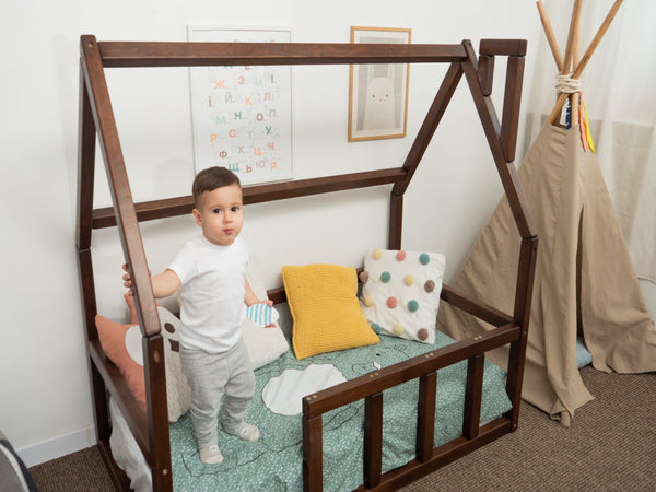 Montessori floor bed for Toddler without slats Dark color (Model 1)