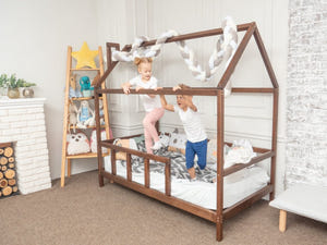 Montessori Bed House Bed with legs Dark color (Model 2)