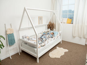 Montessori bed with legs, White color, without Front Rail (Model 1)
