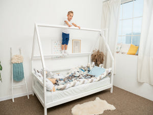 Montessori bed with legs, White color, without Front Rail (Model 1)
