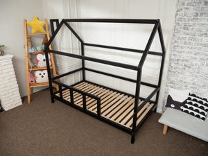 Montessori Bed House Bed with legs Black color (Model 2)