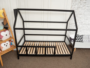 Montessori Bed House Bed with legs Black color (Model 2)