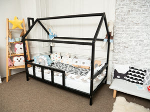 Montessori Bed House Bed with legs Black color (Model 2)
