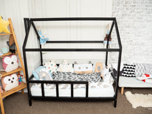 Montessori Bed House Bed with legs Black color (Model 2)