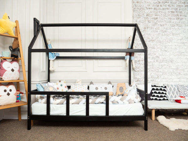 Montessori Bed House Bed with legs Black color (Model 2), фото 11