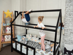Montessori Bed House Bed with legs Black color (Model 2)