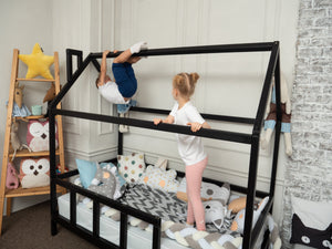 Montessori Bed House Bed with legs Black color (Model 2)
