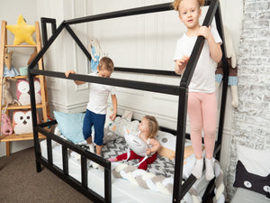 Montessori Bed House Bed with legs Black color (Model 2)