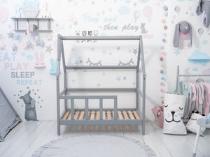 Montessori toddler bed with legs Grey color (Model 1)