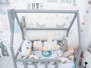 Montessori toddler bed with legs Grey color (Model 1)
