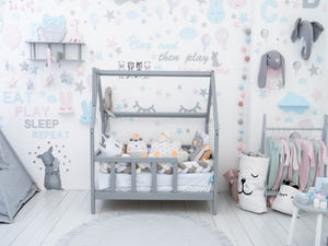 Montessori toddler bed with legs Grey color (Model 1)