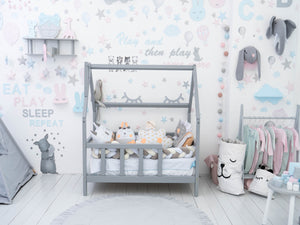 Montessori toddler bed with legs Grey color (Model 1)