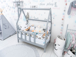 Montessori toddler bed with legs Grey color (Model 1)