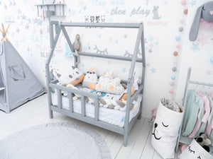 Montessori toddler bed with legs Grey color (Model 1)