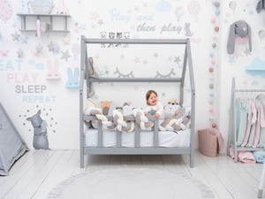 Montessori toddler bed with legs Grey color (Model 1)