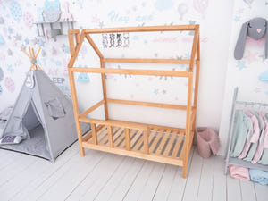 Montessori Bed House Bed with legs Natural color(Model 2)