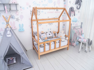 Montessori Bed House Bed with legs Natural color(Model 2)