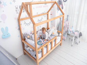Montessori Bed House Bed with legs Natural color(Model 2)