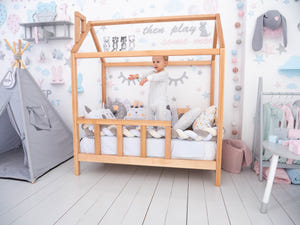 Montessori Bed House Bed with legs Natural color(Model 2)
