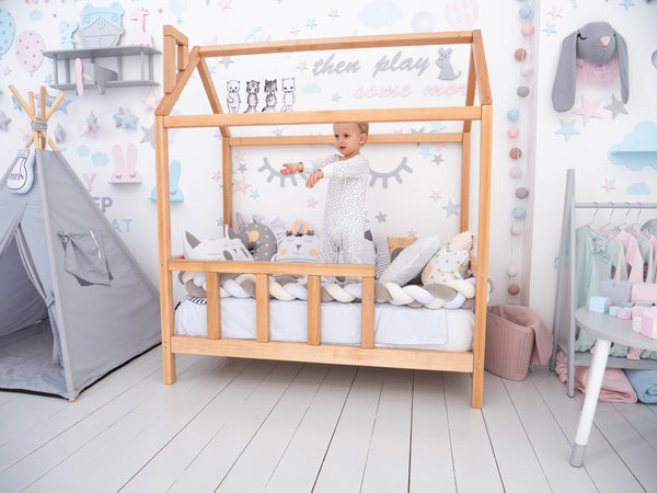 Montessori Bed House Bed with legs Natural color (Model 2)