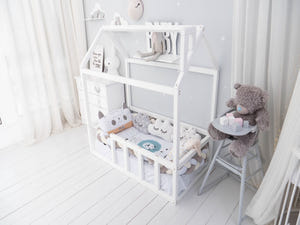 Platform Bed Montessori Bed House White color (Model 2)