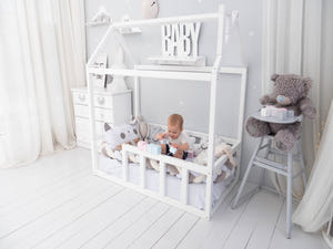 Platform Bed Montessori Bed House White color (Model 2)