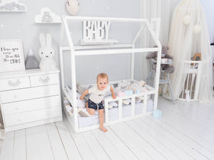 Platform Bed Montessori Bed House White color (Model 2)