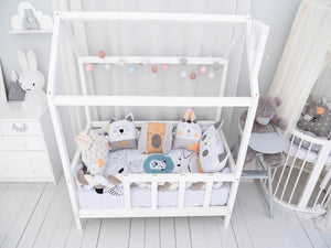 White toddler bed - Montessori House Bed with legs (Model 2)