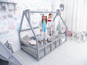 House floor bed with slats | 7 colors | 13 sizes (Model 1)