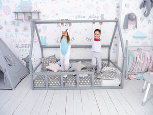 House floor bed with slats | 7 colors | 13 sizes (Model 1)