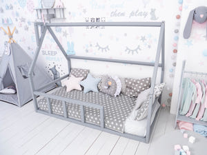 Montessori floor bed frame for Toddler without slats (Model 1)