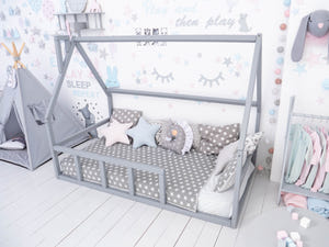 House floor bed with slats | 7 colors | 13 sizes (Model 1)