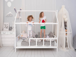 White toddler bed - Montessori House Bed with legs (Model 2)