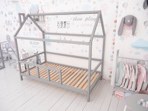 Montessori Bed House Bed with legs Grey color (Model 2)
