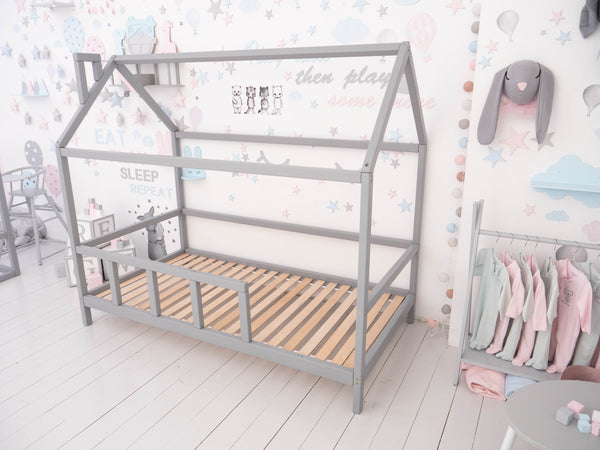 Montessori Bed House Bed with legs Grey color (Model 2), фото 8