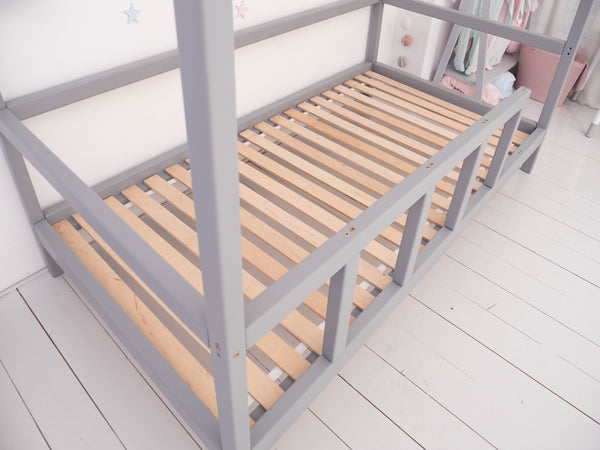 Montessori Bed House Bed with legs Grey color (Model 2)