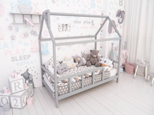 Montessori Bed House Bed with legs Grey color (Model 2)