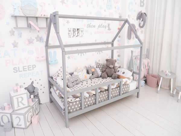 Montessori Bed House Bed with legs Grey color (Model 2), фото 4