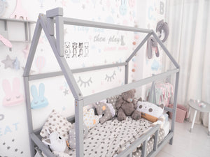 Montessori Bed House Bed with legs Grey color (Model 2)