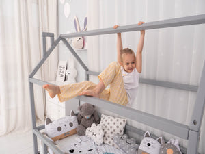 Floor Bed House Shaped bed, Grey color (Model 2)